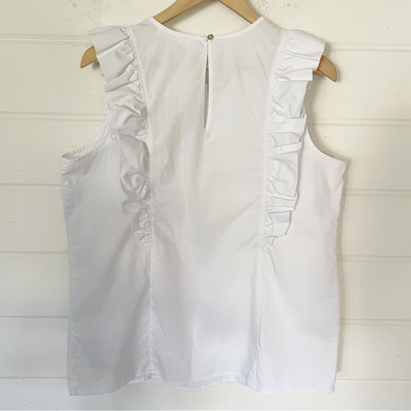 NWT Michael Kors Women’s Sleeveless Ruffle Poplin White Top Blouse Size Large - Picture 7 of 9